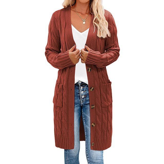 Fleur - Lang Gedraaid Gebreid Vest - Verfijnd & Modieus