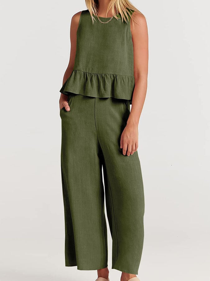 Lize - Dames Elegante Set - Tweedelige Outfit met Ruches Details