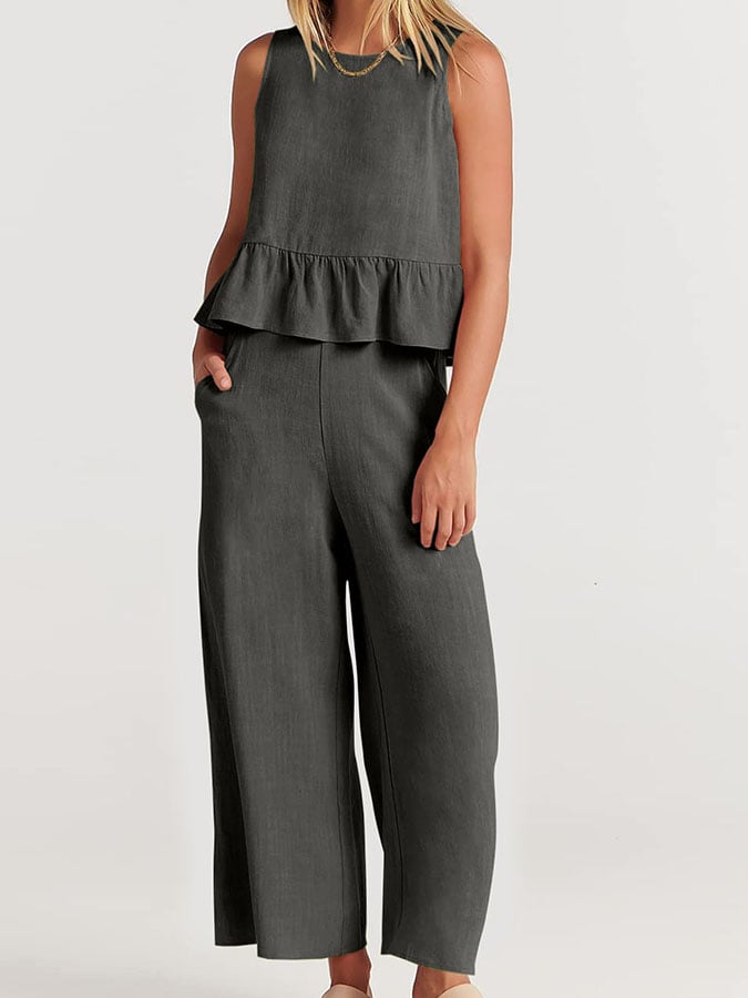 Lize - Dames Elegante Set - Tweedelige Outfit met Ruches Details
