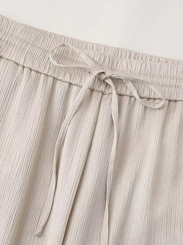 Anouk - Dames Beige Casual Losse Tweedelige Set - Comfortabel en Veelzijdig
