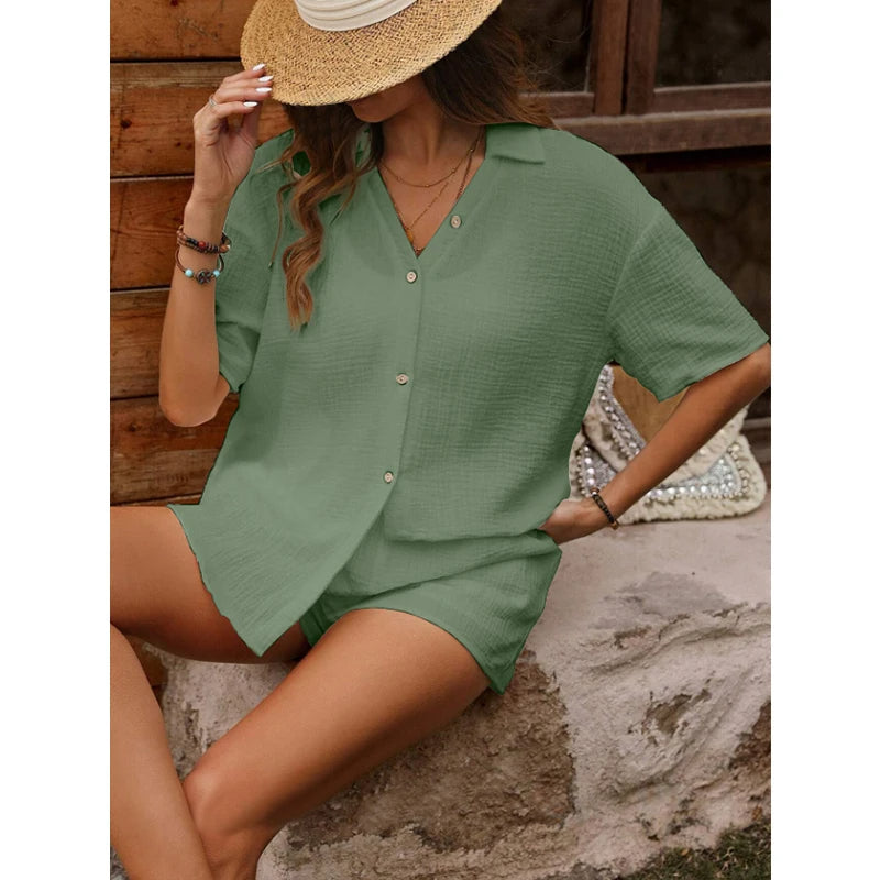 Noëlle - Dames V-hals Top en Broekje Set - Casual en Elegant