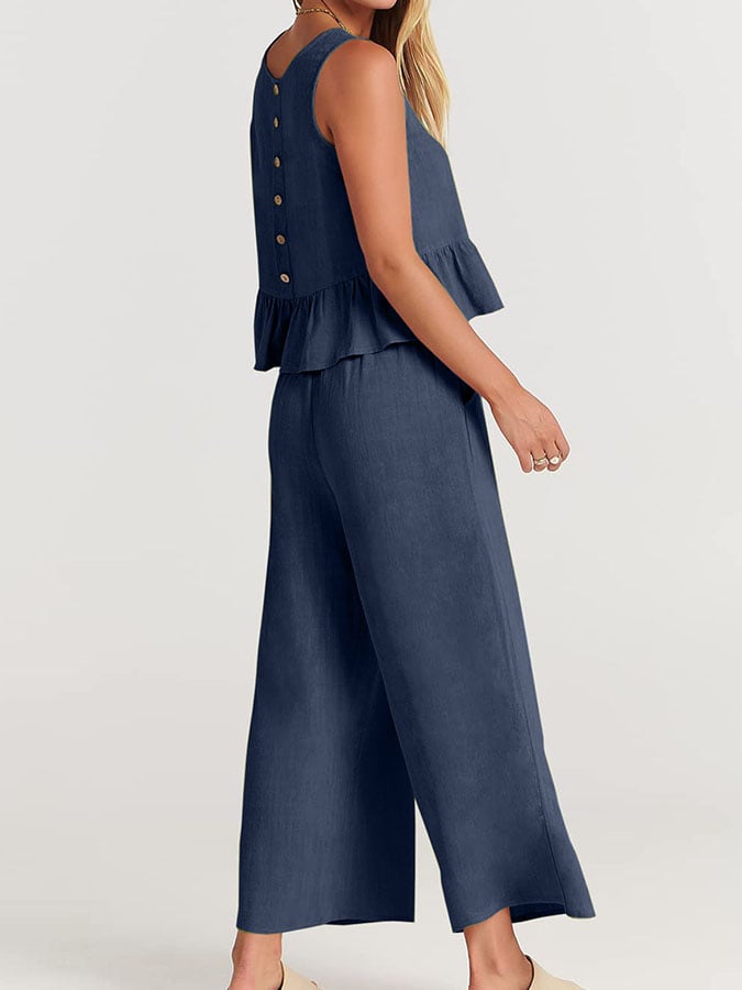 Lize - Dames Elegante Set - Tweedelige Outfit met Ruches Details