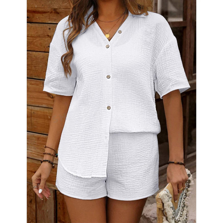 Noëlle - Dames V-hals Top en Broekje Set - Casual en Elegant