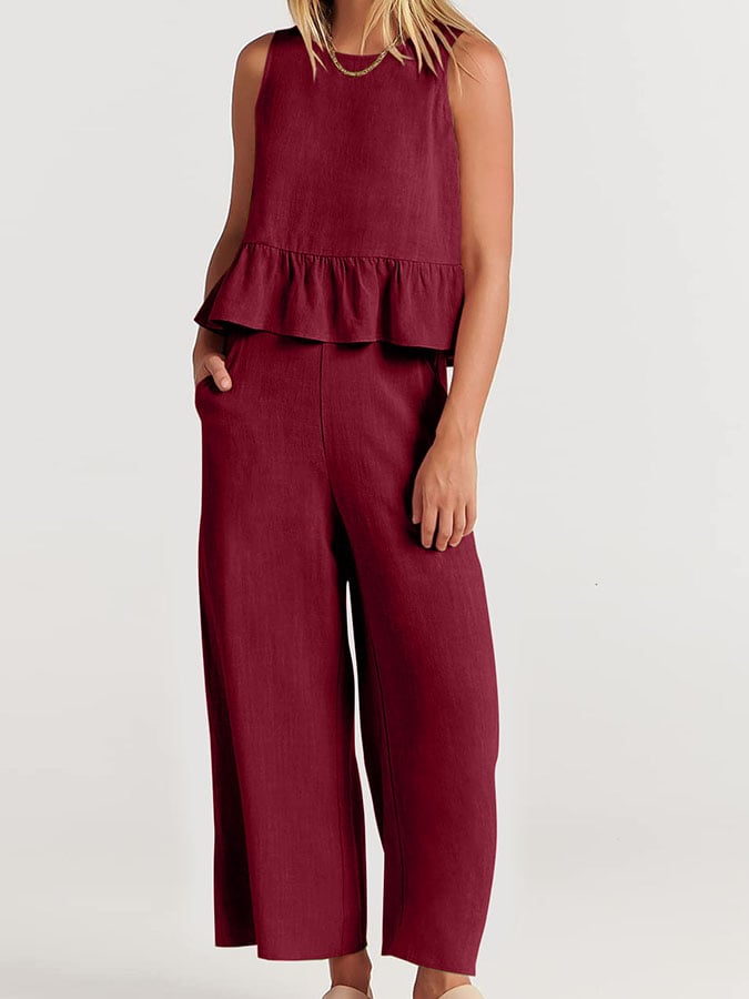 Lize - Dames Elegante Set - Tweedelige Outfit met Ruches Details