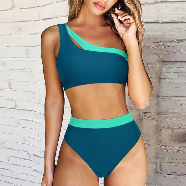 Off-shoulder bikiniset met hoge taille en bandagedetails – speels, stijlvol en flatterend