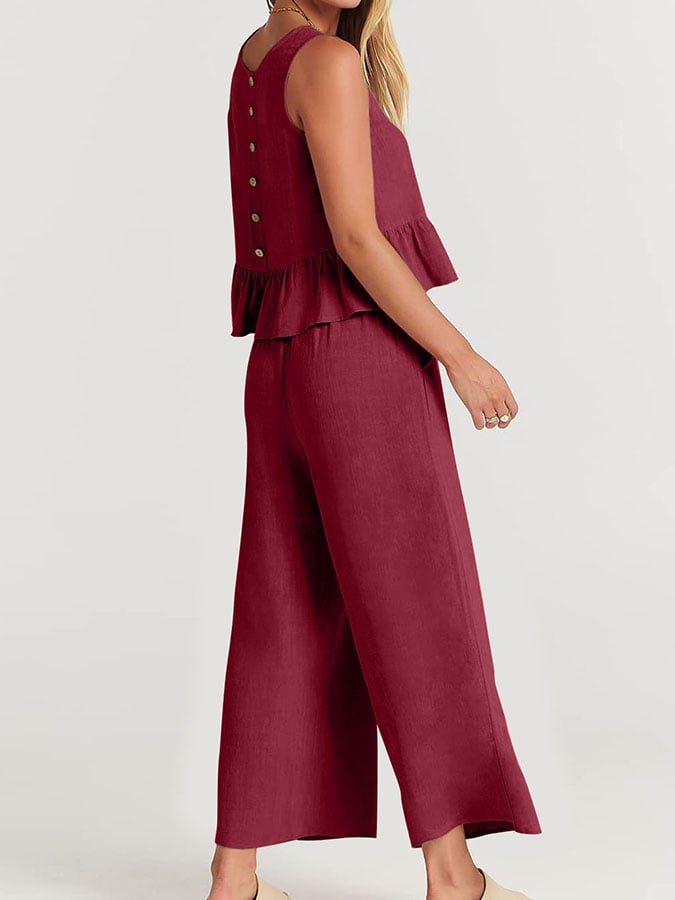 Lize - Dames Elegante Set - Tweedelige Outfit met Ruches Details