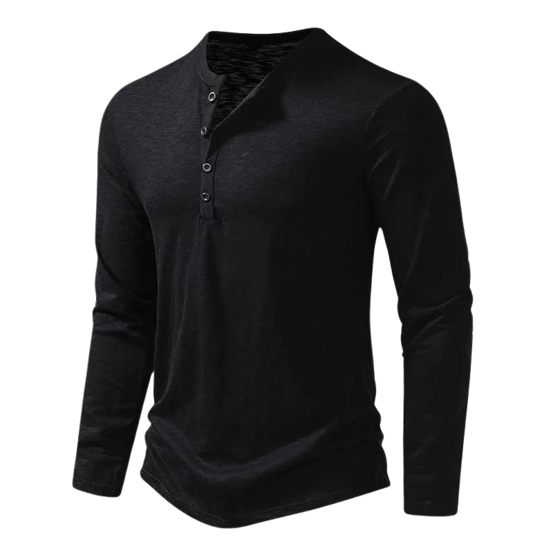 Julien | Zacht ademend katoenen shirt voor heren met knoopsluiting en henley-hals