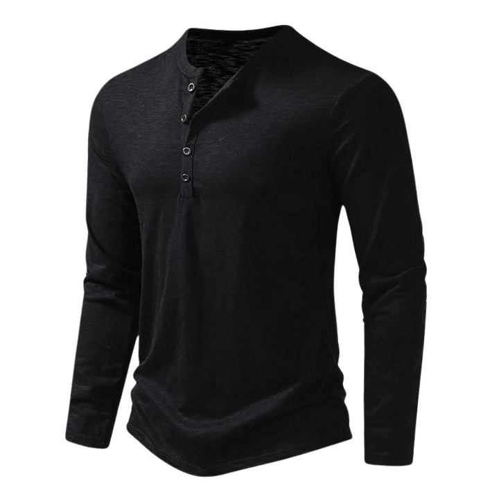 Julien | Zacht ademend katoenen shirt voor heren met knoopsluiting en henley-hals