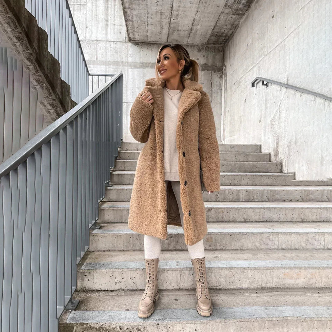 Nina - Lange Teddy Jas voor Dames - Zacht en Warm voor de Winter