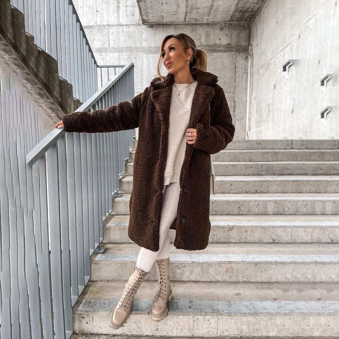 Nina - Lange Teddy Jas voor Dames - Zacht en Warm voor de Winter
