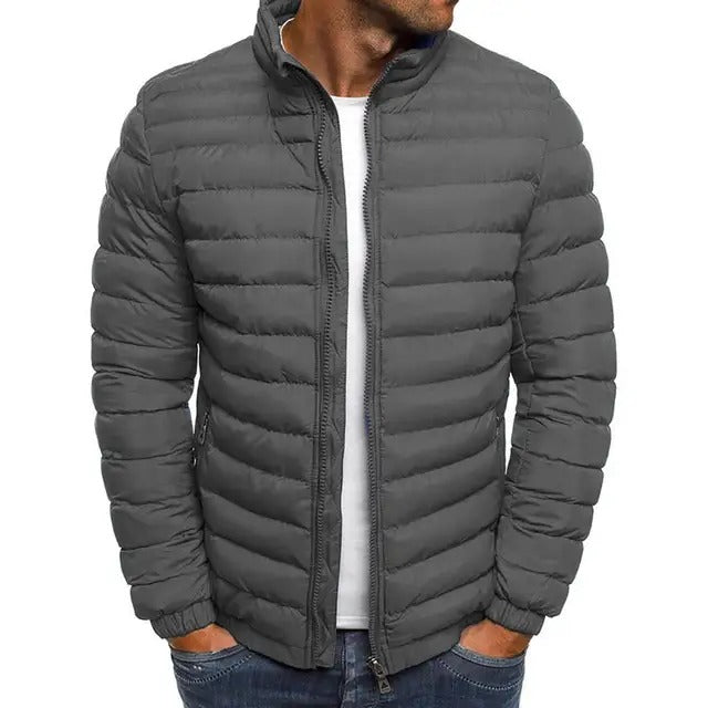 Julien | Lichtgewicht gewatteerde herfstjas van polyester voor heren met casual doorgestikt design