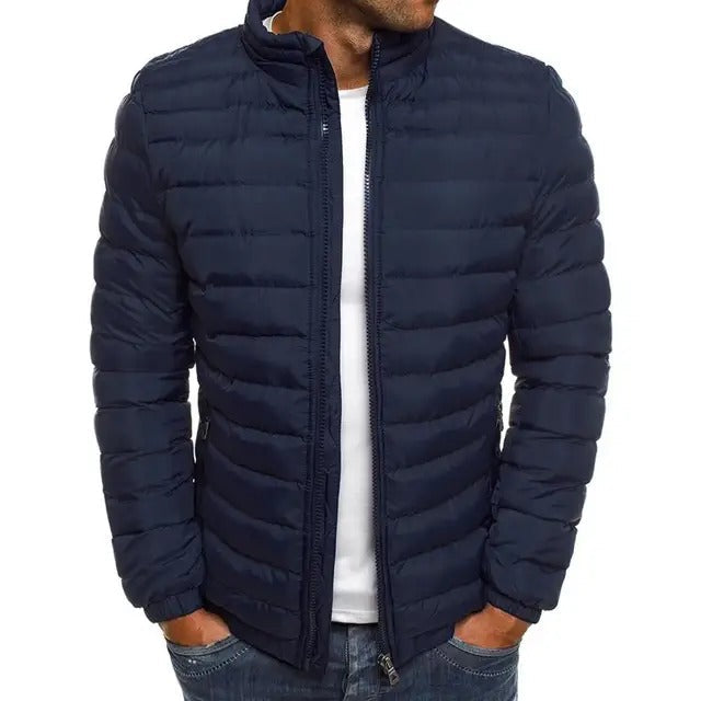 Julien | Lichtgewicht gewatteerde herfstjas van polyester voor heren met casual doorgestikt design