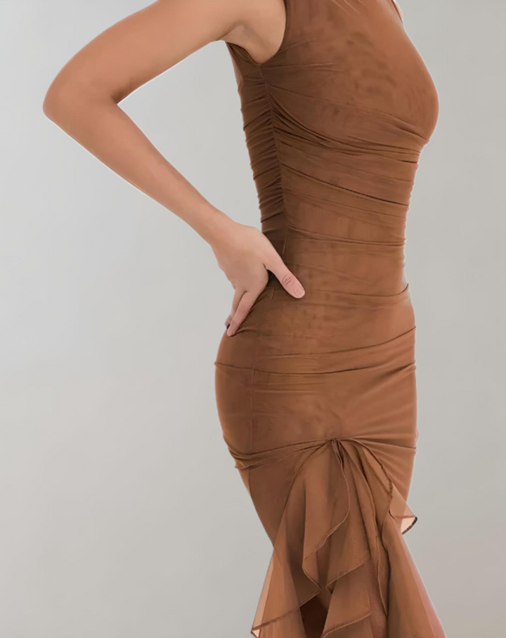 Lara - Asymmetrische Bodycon Jurk met Ruches details