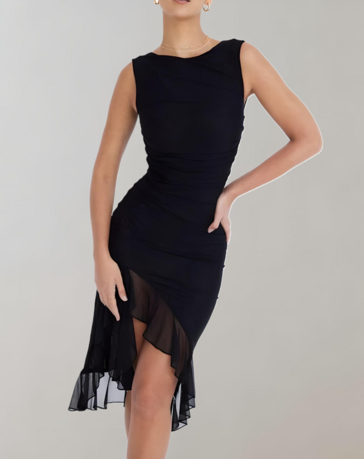 Lara - Asymmetrische Bodycon Jurk met Ruches details