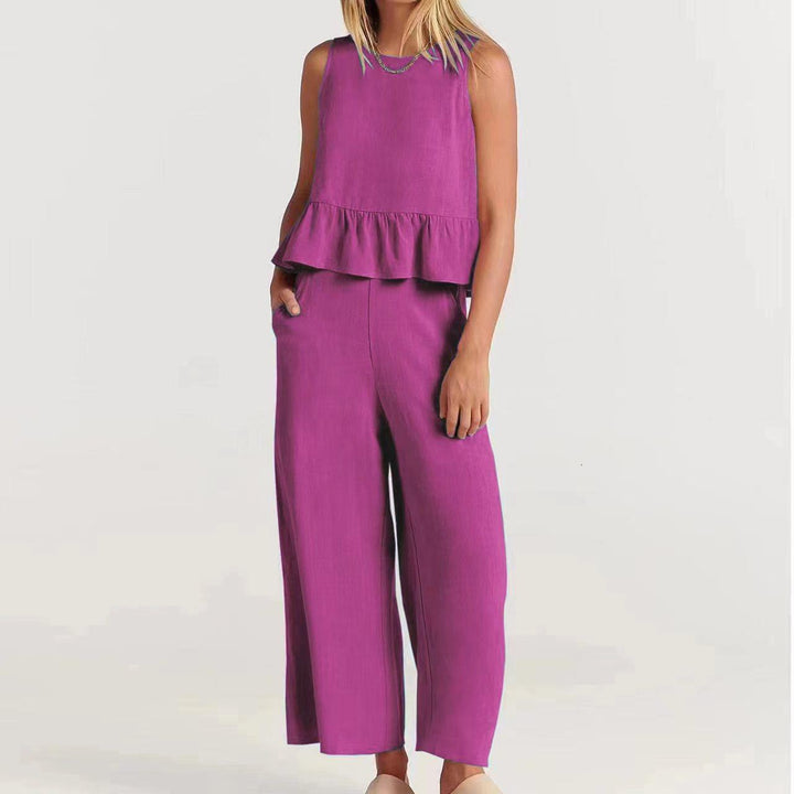 Tess - Dames Mouwloze Top en Broek Set - Elegante en Luchtige Combinatie voor de Zomer