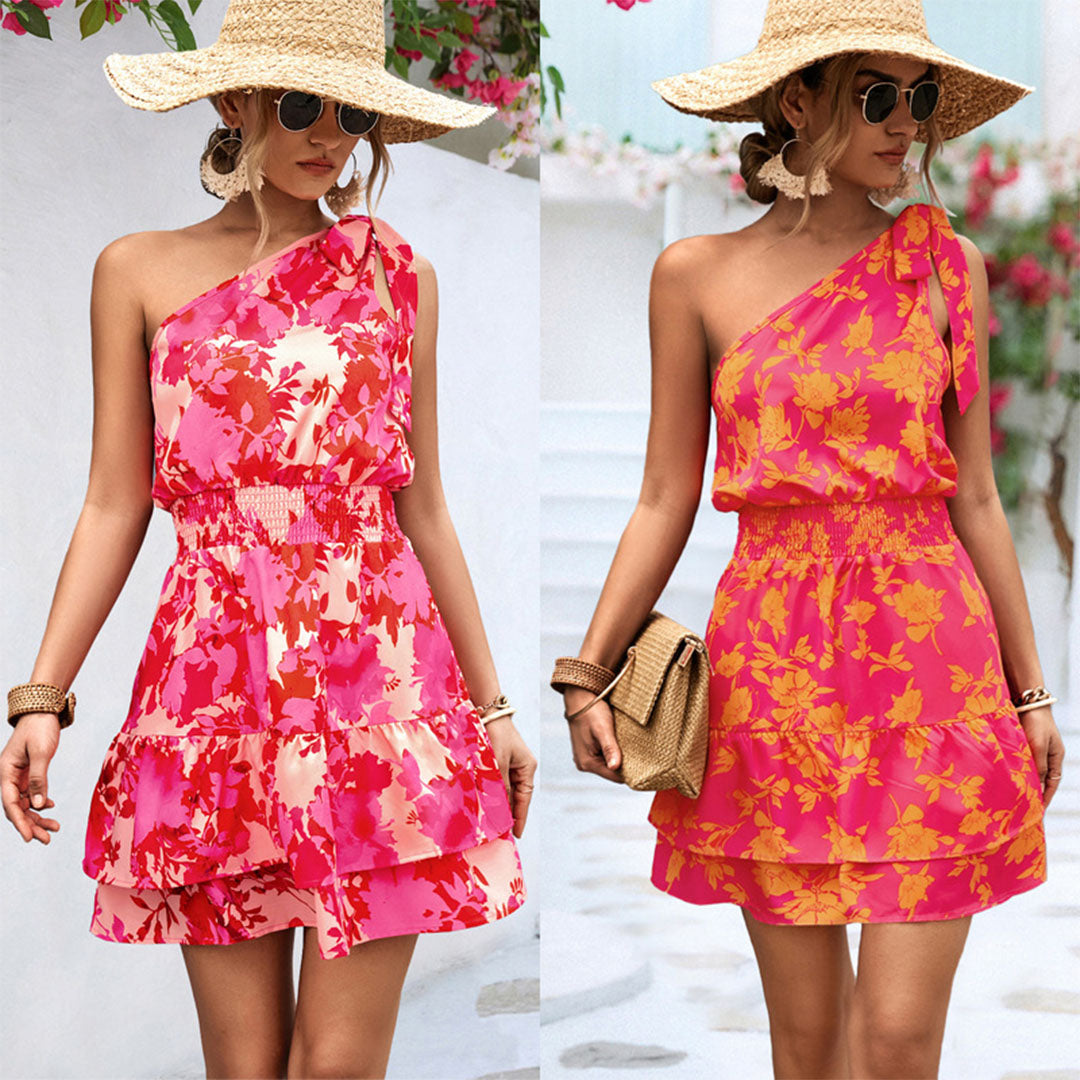 Nina - Festival Outfit Dames - Zomerse One-Shoulder Mini Jurk voor Festivals