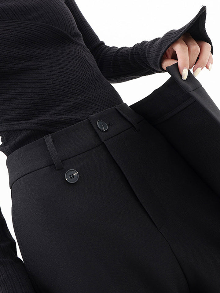 Klassieke Wijde Pantalon met Asymmetrische Laag en Knopen