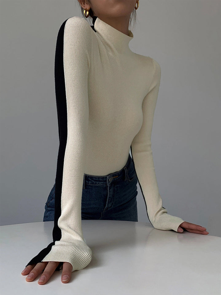 Gebreide Top met Lange Mouwen – Dubbelzijdig Tweekleurig Design