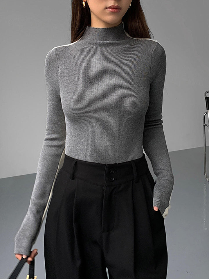 Gebreide Top met Lange Mouwen – Dubbelzijdig Tweekleurig Design