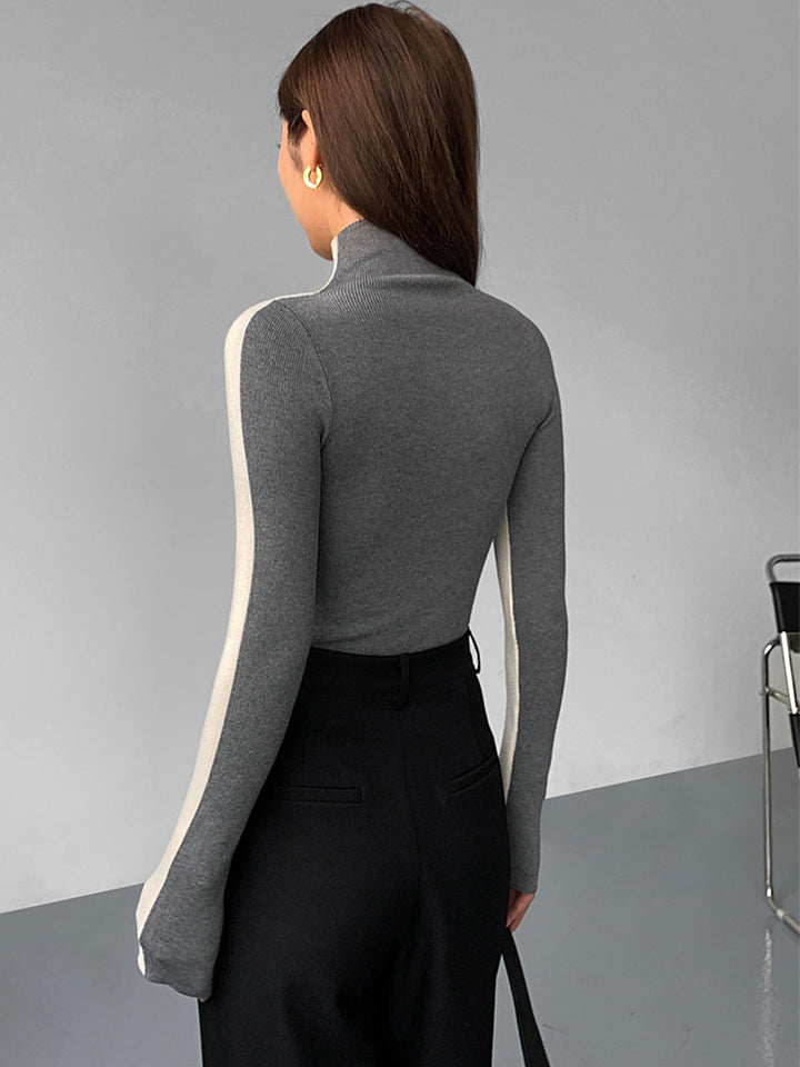 Gebreide Top met Lange Mouwen – Dubbelzijdig Tweekleurig Design