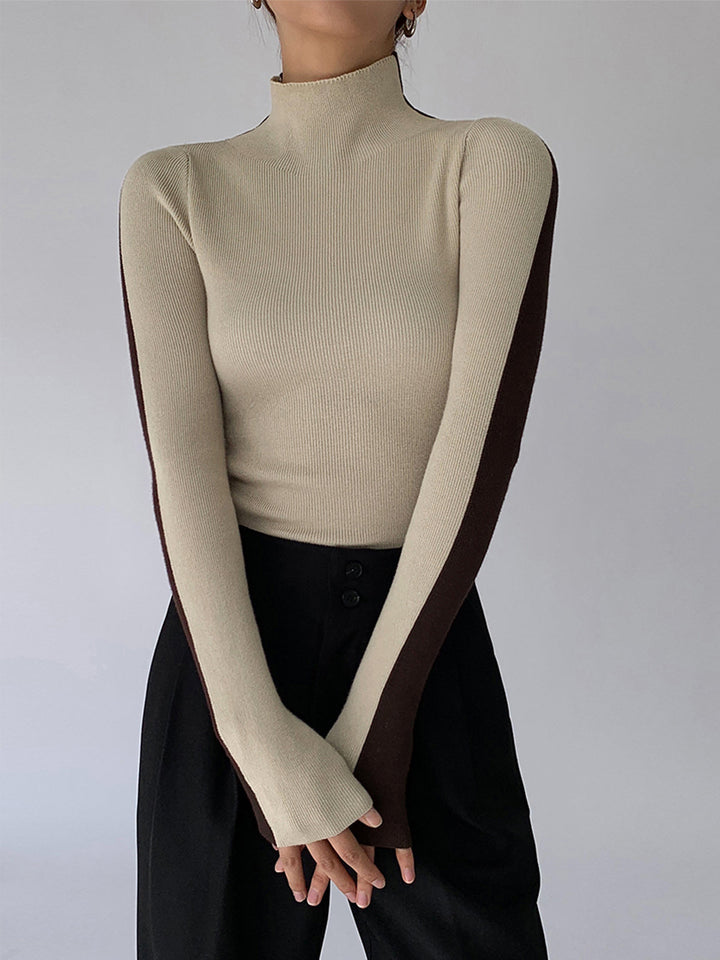 Gebreide Top met Lange Mouwen – Dubbelzijdig Tweekleurig Design