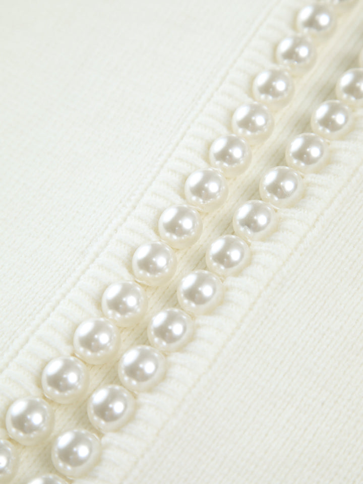 Gebreid Vest met Pareldetail en Rafelige Zoom
