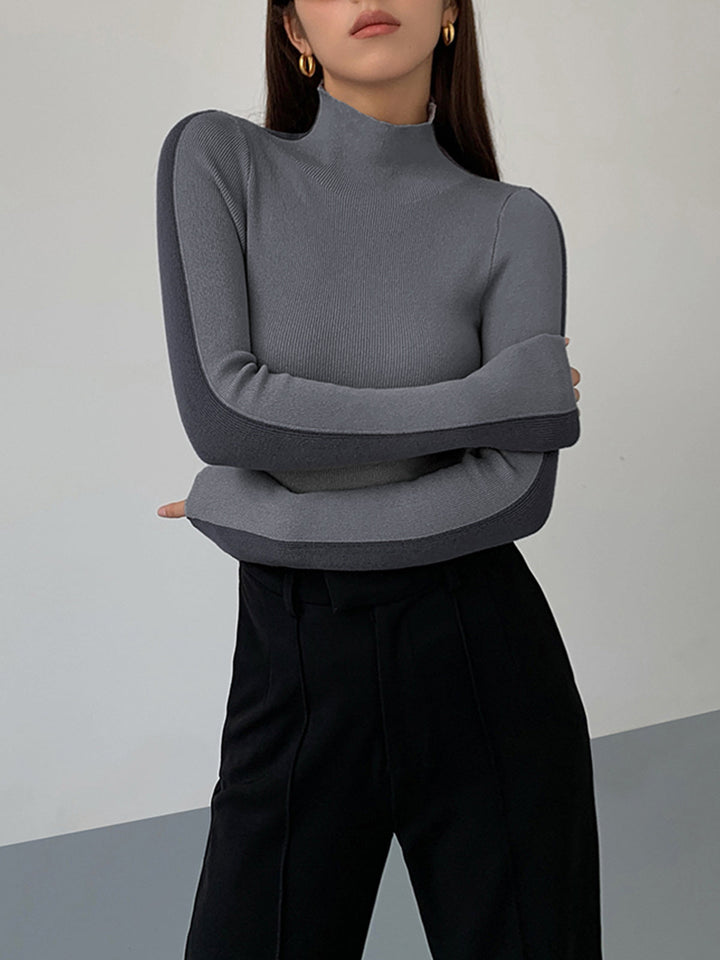 Gebreide Top met Lange Mouwen – Dubbelzijdig Tweekleurig Design