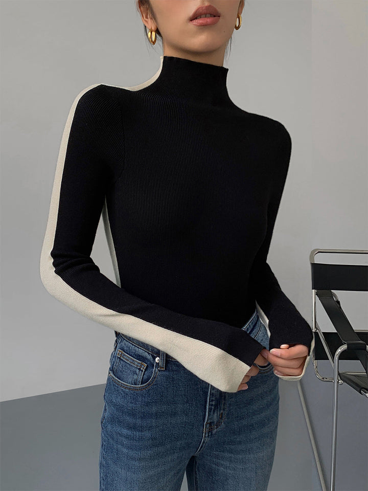 Gebreide Top met Lange Mouwen – Dubbelzijdig Tweekleurig Design