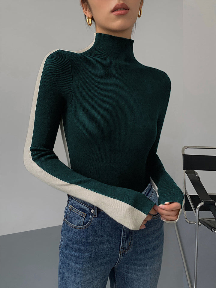 Gebreide Top met Lange Mouwen – Dubbelzijdig Tweekleurig Design