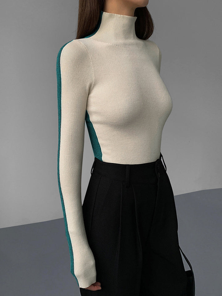 Gebreide Top met Lange Mouwen – Dubbelzijdig Tweekleurig Design
