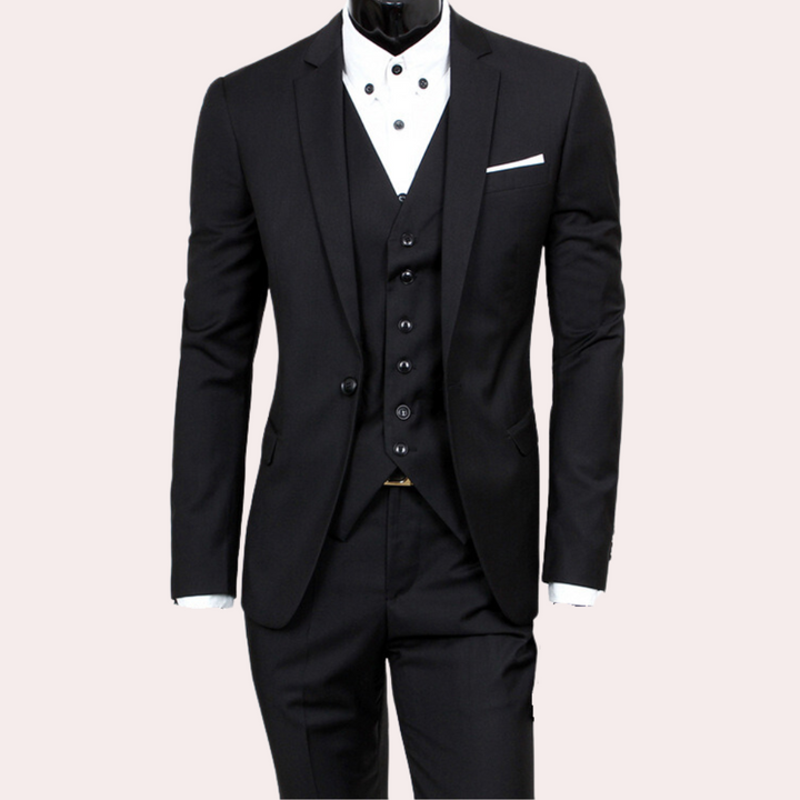 Alexander | Elegant slim fit katoen herfst 3-delig pak voor heren met tijdloos klassiek design