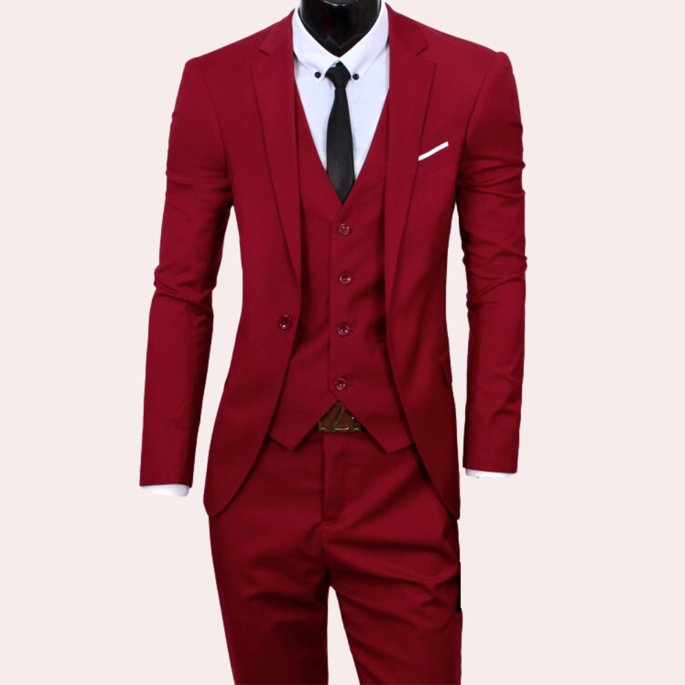 Alexander | Elegant slim fit katoen herfst 3-delig pak voor heren met tijdloos klassiek design
