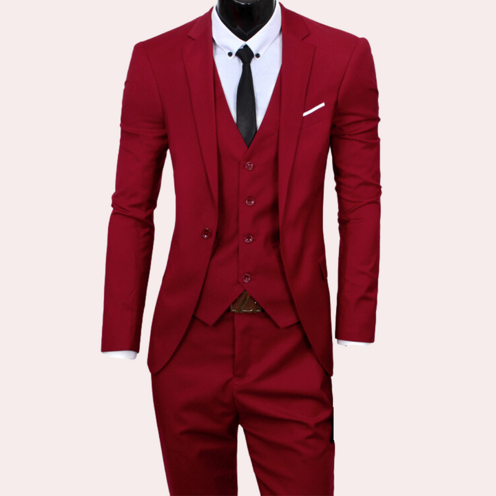 Alexander | Elegant slim fit katoen herfst 3-delig pak voor heren met tijdloos klassiek design