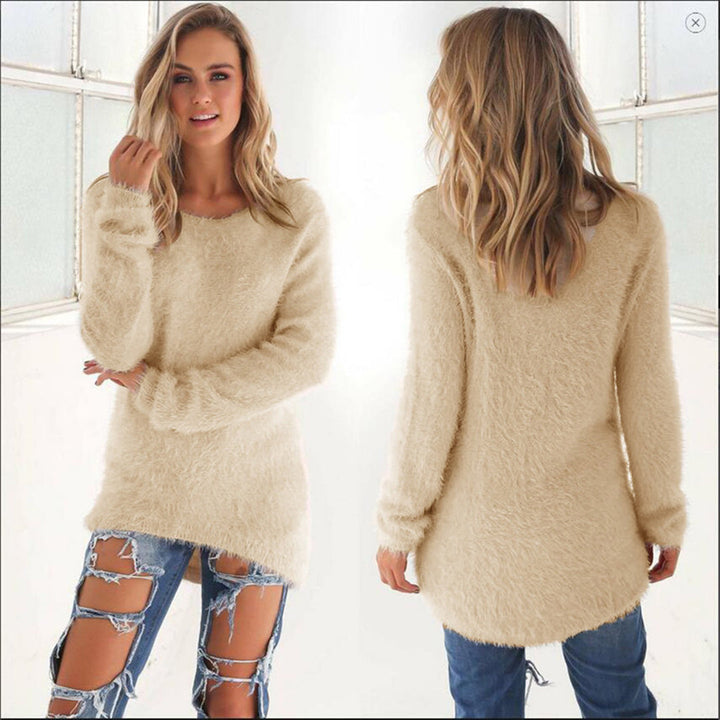 Amelia | Lichtgewicht zachte polyester herfsttrui voor dames met lange mouwen en ronde hals