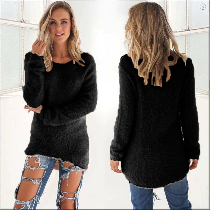 Amelia | Lichtgewicht zachte polyester herfsttrui voor dames met lange mouwen en ronde hals