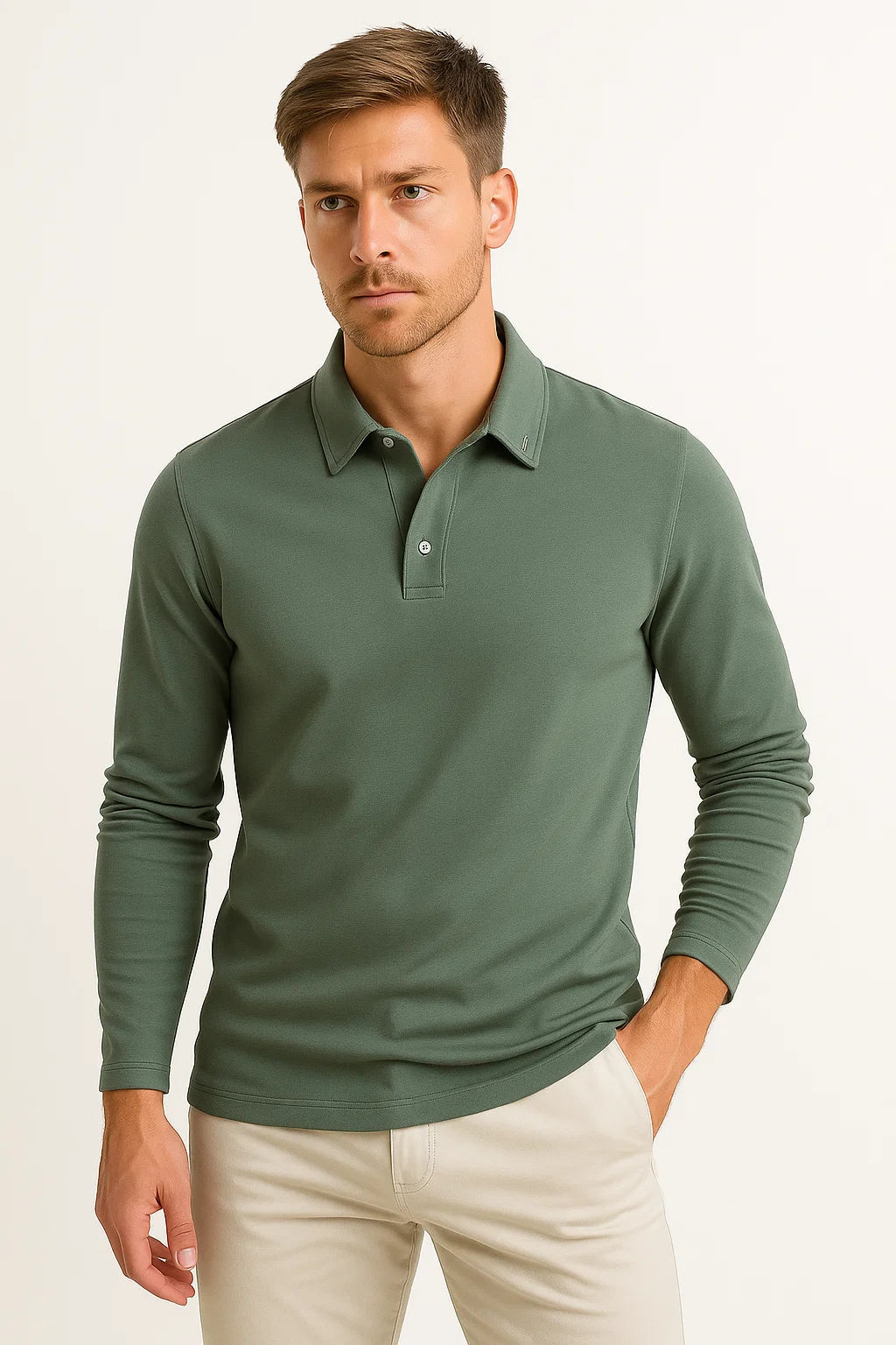 Nathan | Klassiek poloshirt met lange mouwen voor heren