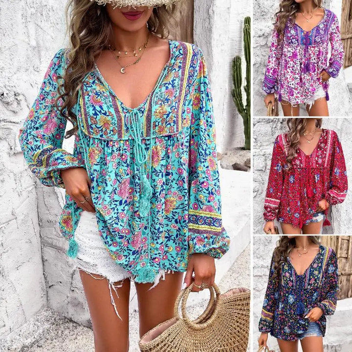 Odette - Dames Blouse - Vintage Design met Lange Mouwen