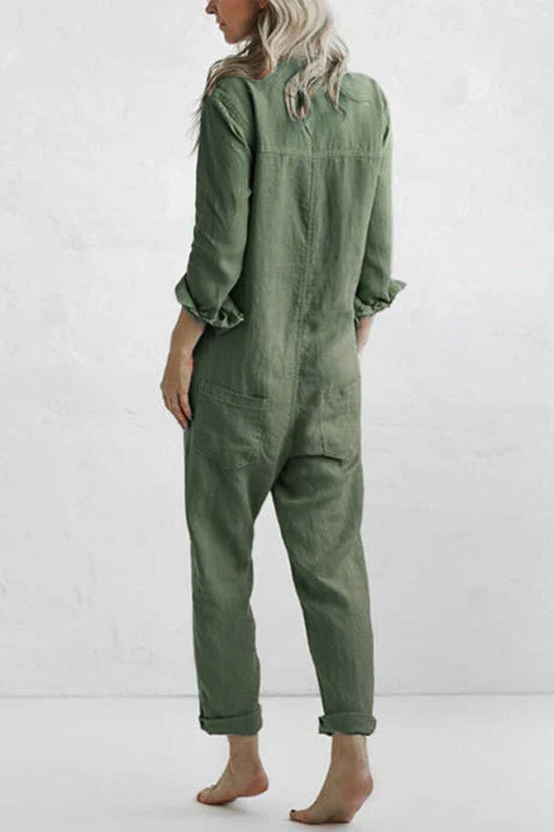 Romy – Katoenen Jumpsuit met Lange Mouwen en Knoopsluiting