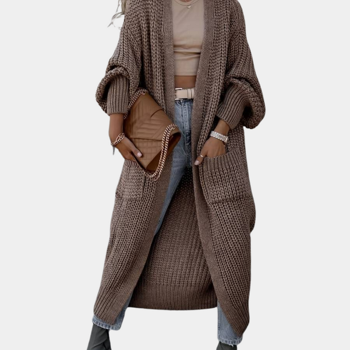 Serena - Lang Gebreid Vest met Stijlvolle Details