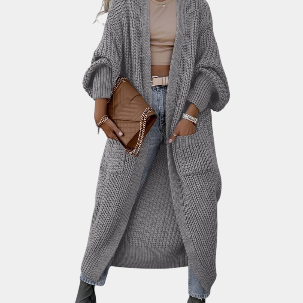 Serena - Lang Gebreid Vest met Stijlvolle Details