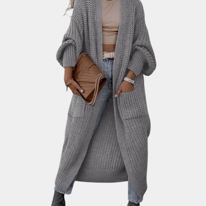 Serena - Lang Gebreid Vest met Stijlvolle Details