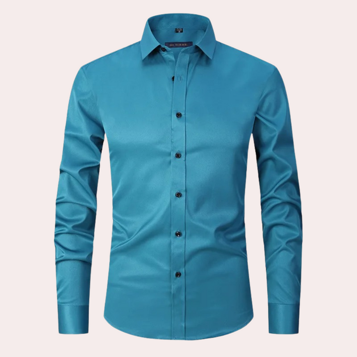 Heren overhemd strijkvrij – Slim fit stretch shirt voor moeiteloze stijl en comfort