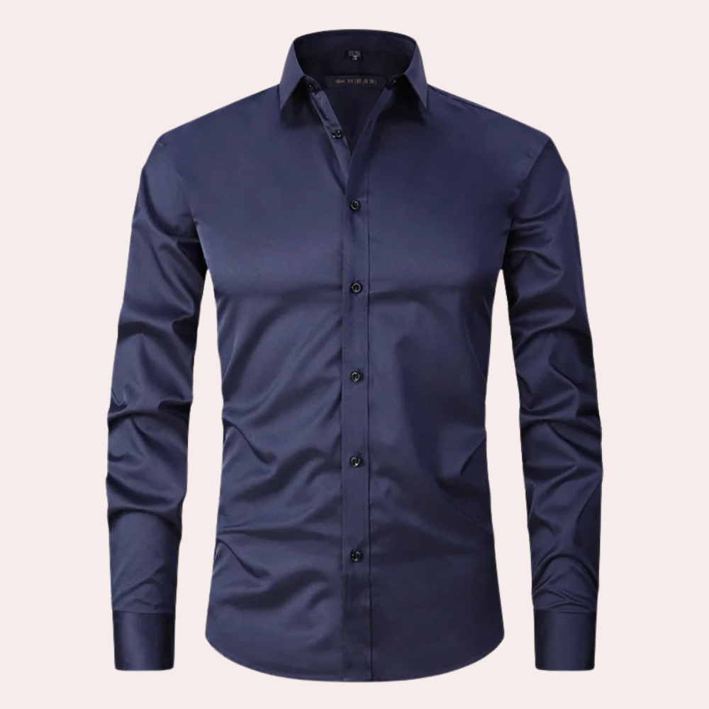 Heren overhemd strijkvrij – Slim fit stretch shirt voor moeiteloze stijl en comfort
