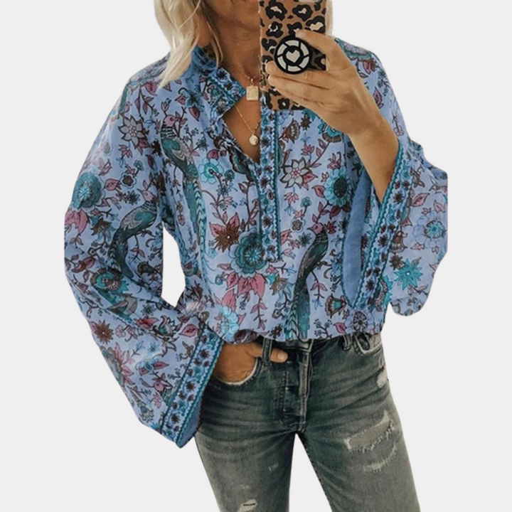 Sarina - Dames Blouse - Bloemenpatroon voor een Frisse Look
