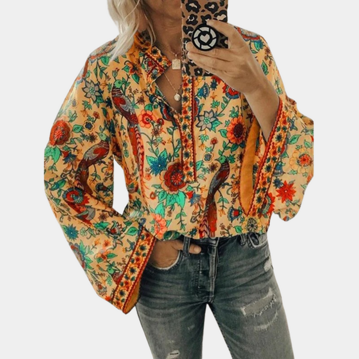 Sarina - Dames Blouse - Bloemenpatroon voor een Frisse Look