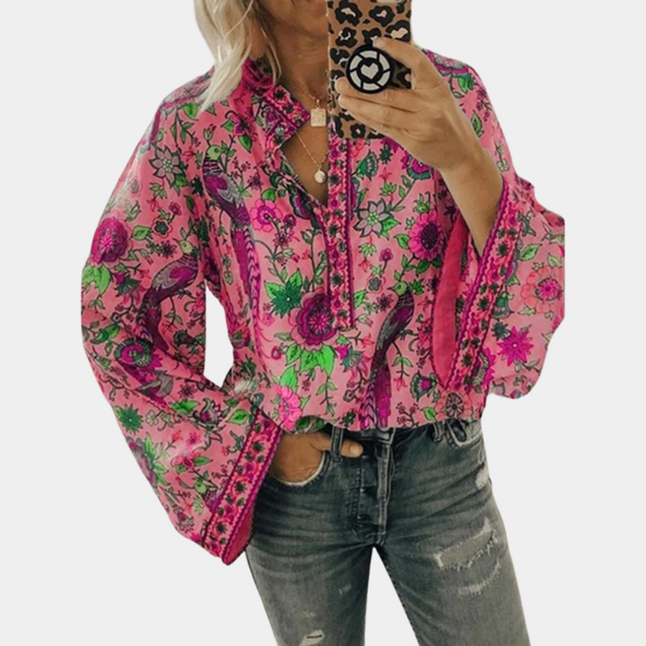 Sarina - Dames Blouse - Bloemenpatroon voor een Frisse Look