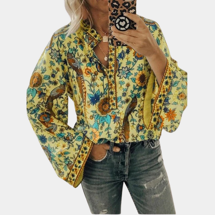Sarina - Dames Blouse - Bloemenpatroon voor een Frisse Look