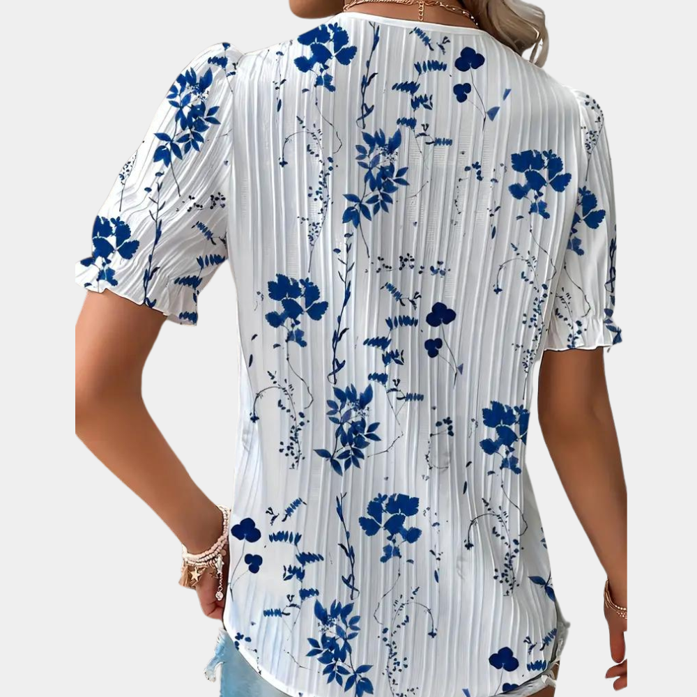 Nadine - Dames Blouse - Gebloemd Design met Kant voor een Romantische Look