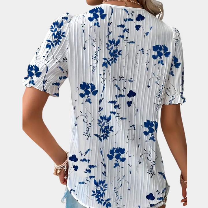 Nadine - Dames Blouse - Gebloemd Design met Kant voor een Romantische Look