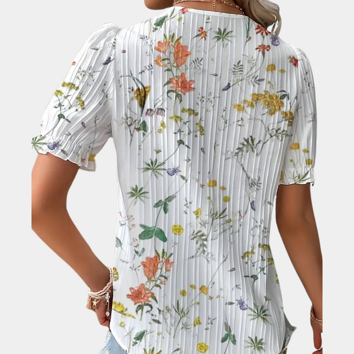 Nadine - Dames Blouse - Gebloemd Design met Kant voor een Romantische Look